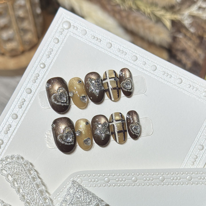 Artistic Stiletto Press-On Nail Set with Luxury Decorative Accents Bowlift