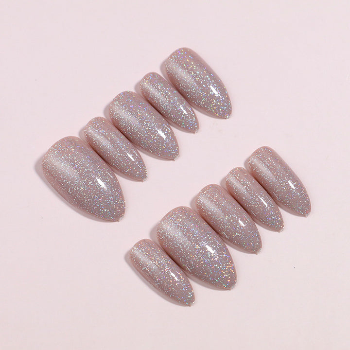 Premium Glittering Almond-Shaped Press-On Nails Bowlift
