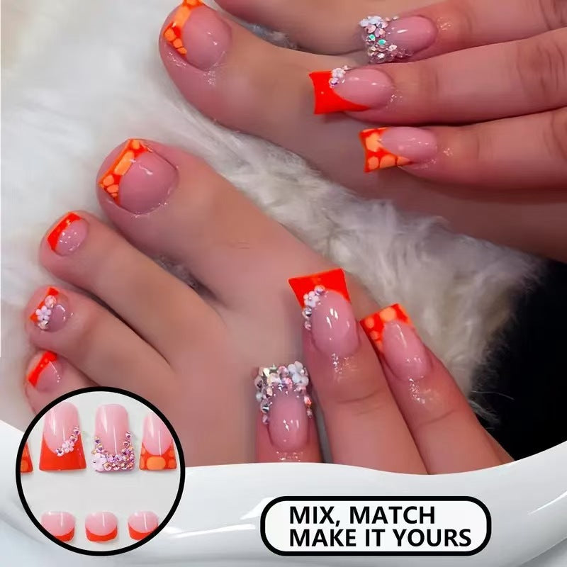 Decorative Press-On Nail Set with Vibrant Shapes and Gems Bowlift
