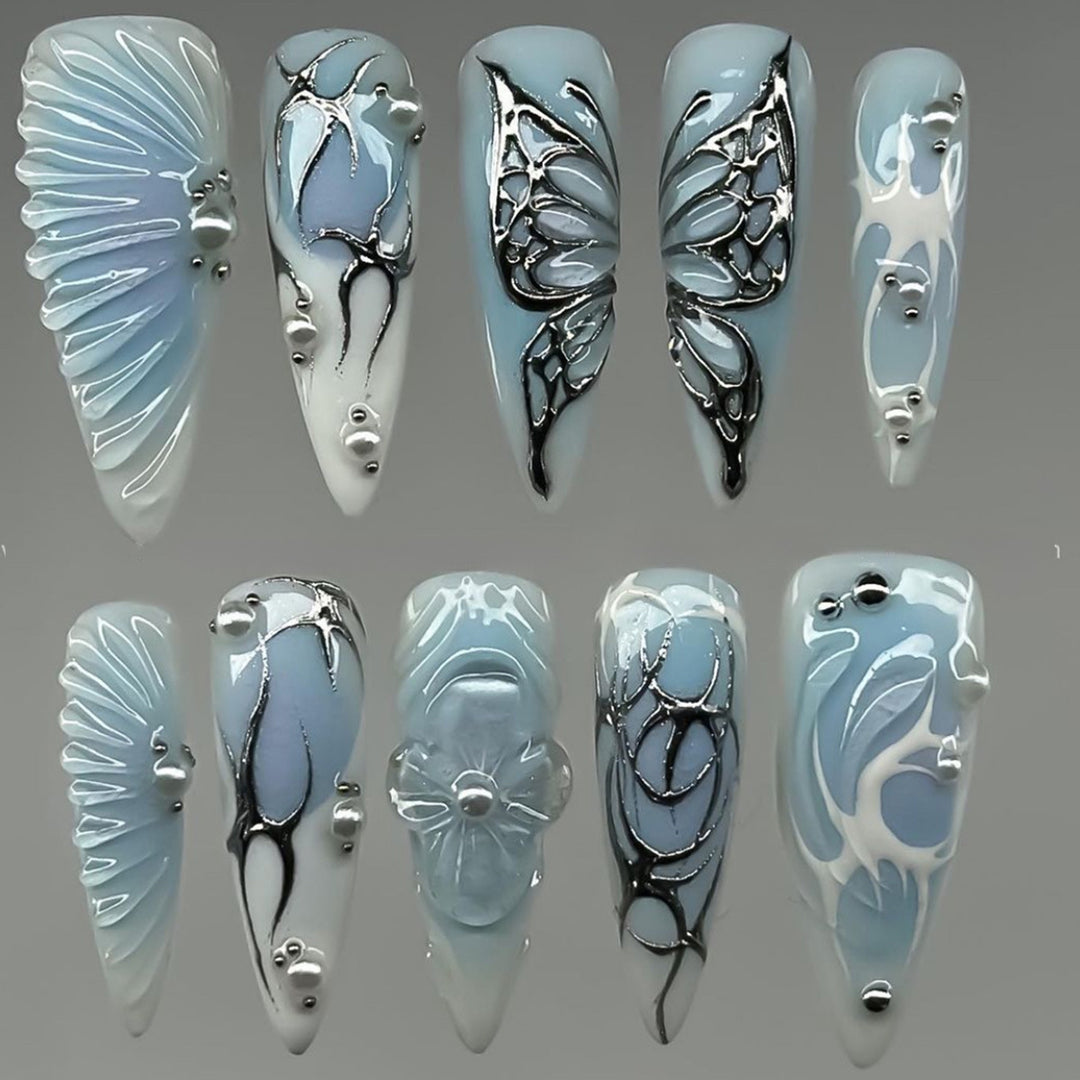 Artistic 3D Acrylic Nail Design Bowlift