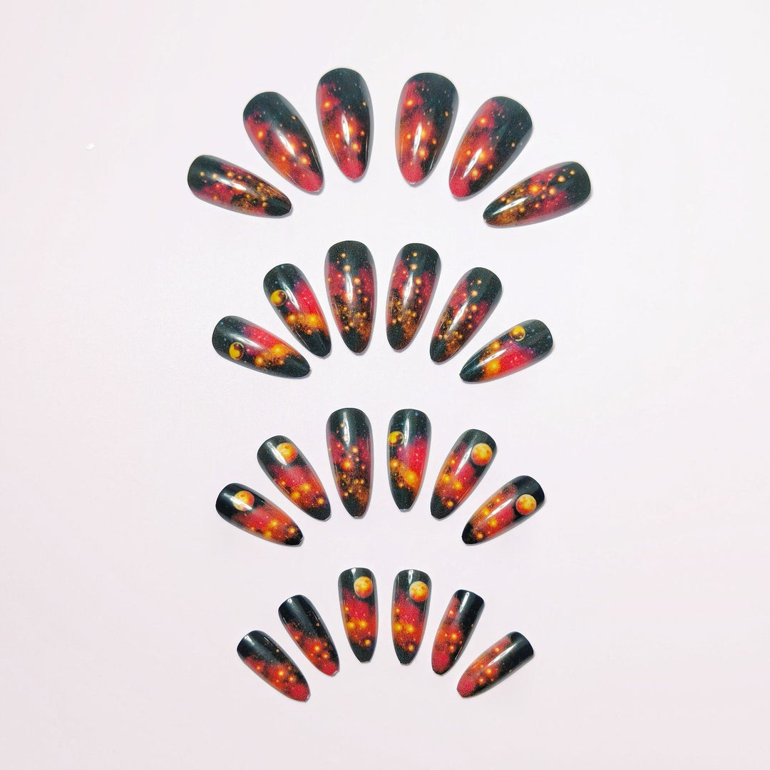 Galactic art nails with 3D planet motif Bowlift