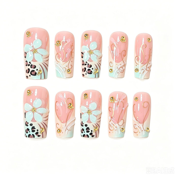 Decorative Long Press-On Nail Design Bowlift