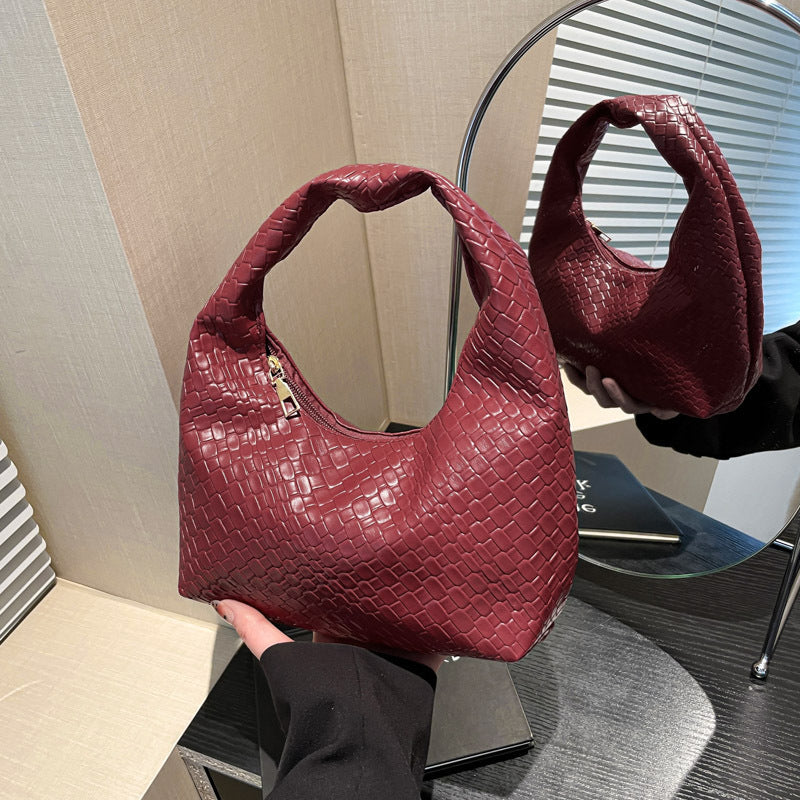 Textured Faux Leather Hobo Bag Bowlift