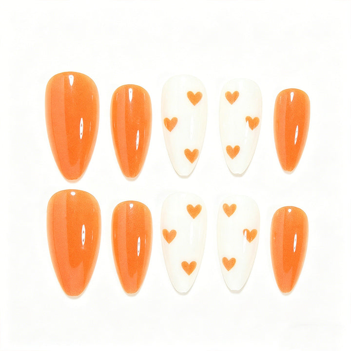 Stylish Heart-Embellished Press-On Nail Art Bowlift