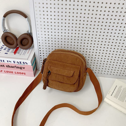 Compact Corduroy Crossbody Bag Bowlift