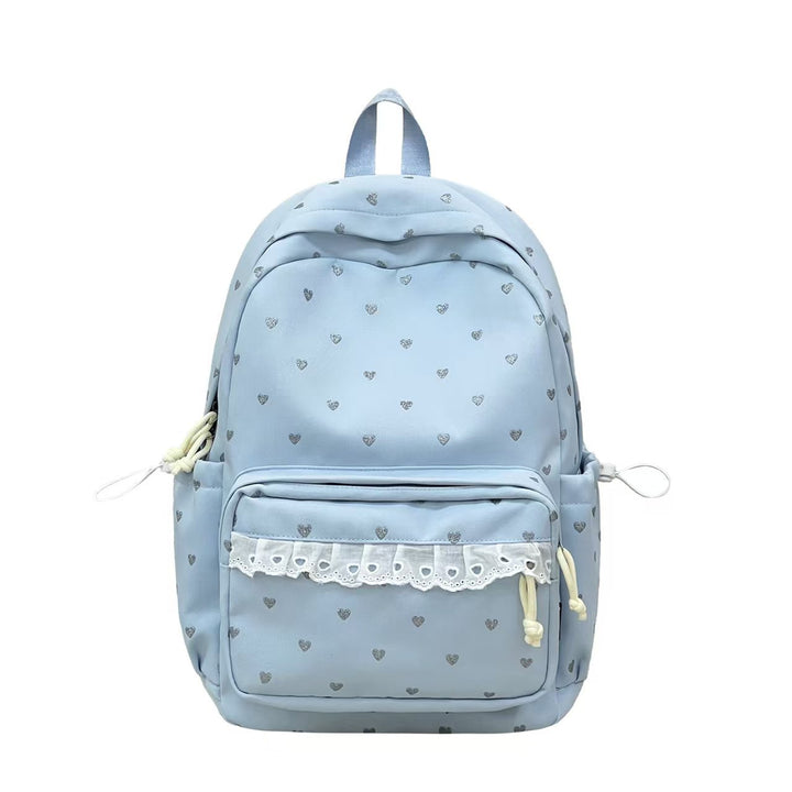 Heart-Print Casual Backpack Bowlift