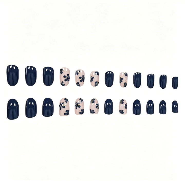 Floral Accented Press-On Nail Art Bowlift
