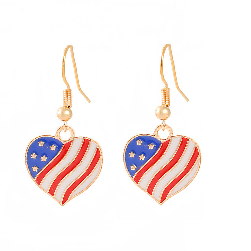 Women's nan patriotic horseshoe enamel dangle earrings with star-accented design and fishhook findings Bowlift