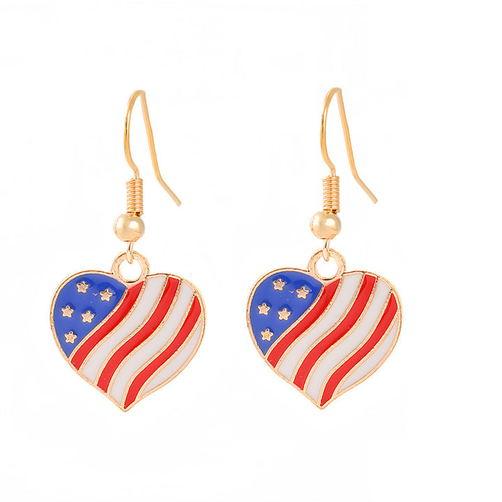 Ladies enamel earrings horseshoe with star stripe motif Bowlift