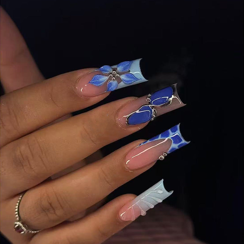 Artistic Floral Acrylic Nail Extensions Bowlift