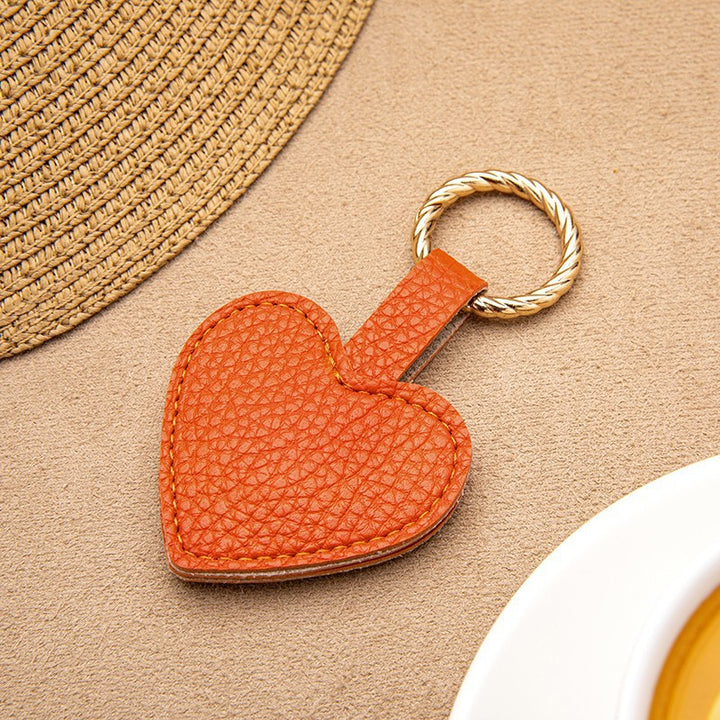 Heart-Shaped Leather Keychain Bowlift