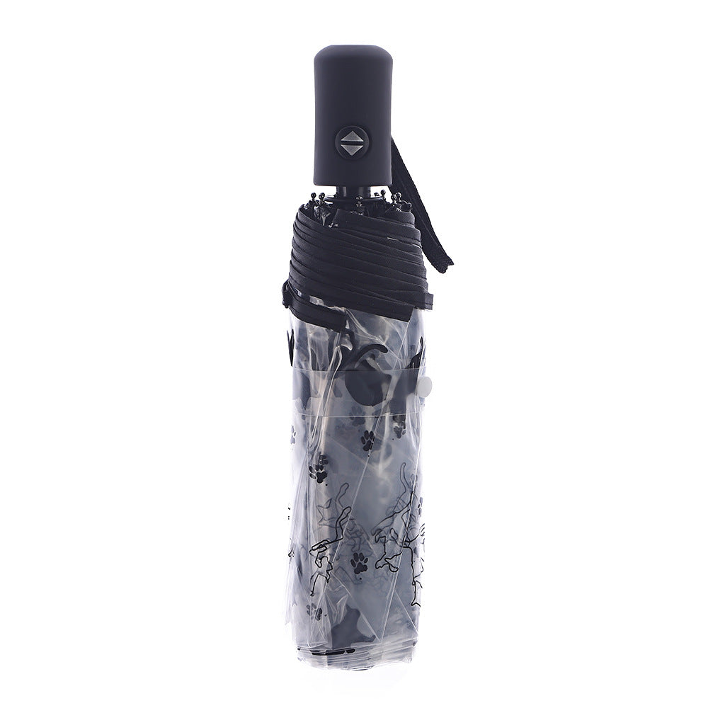 Women's Foldable Umbrella with Transparent Design and Animal Patterns Bowlift