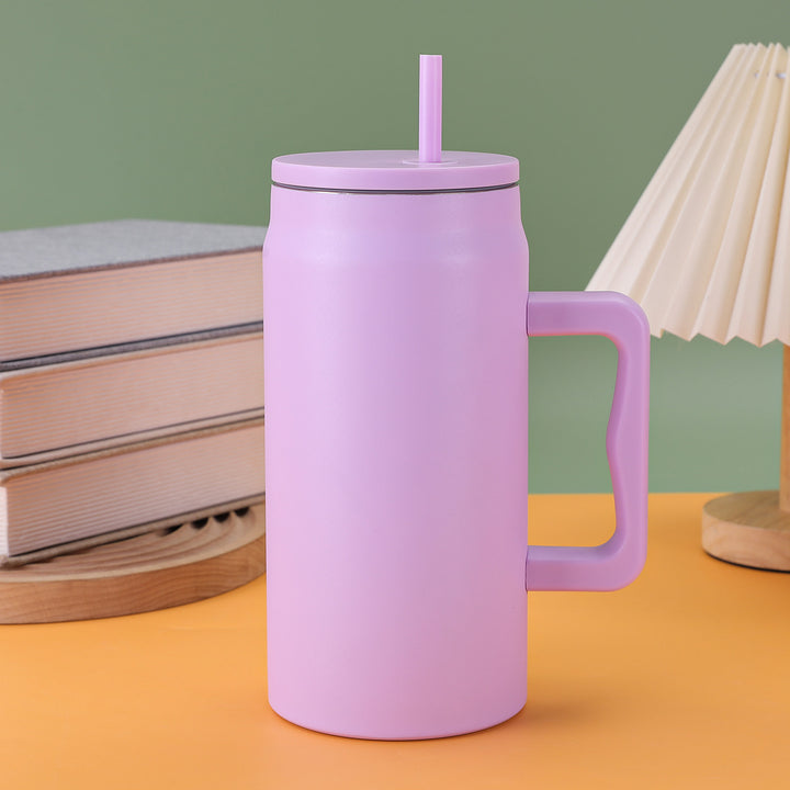 Women's reusable drinking cup with straw and ergonomic handle Bowlift
