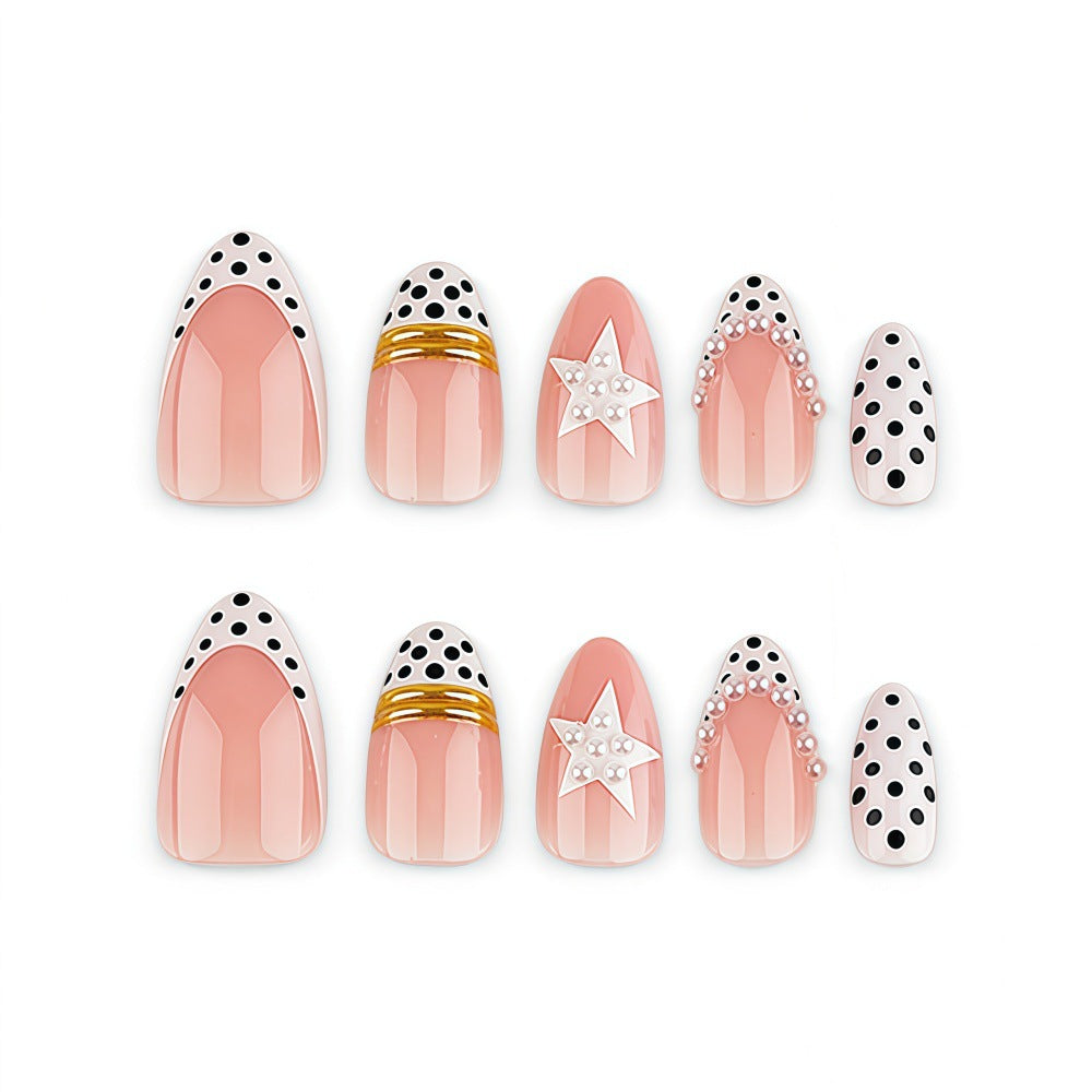 Stylish Star and Dot Design Artificial Nails Bowlift