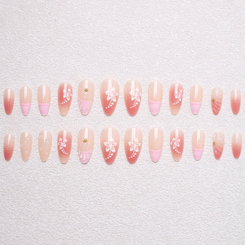 Artificial Nail Set with Floral Designs and 3D Decorations Bowlift