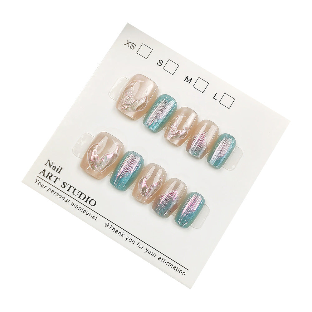 Glamorous artificial nails with holographic effect Bowlift