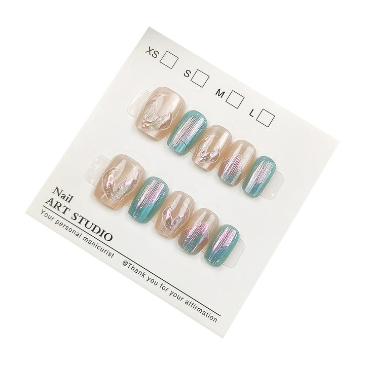 Glamorous artificial nails with holographic effect Bowlift