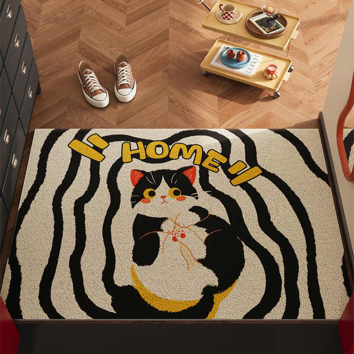 Playful Cartoon Cat-Themed Doormat