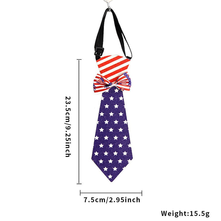 Unisex nan patriotic striped pet necktie with adjustable elastic collar Bowlift