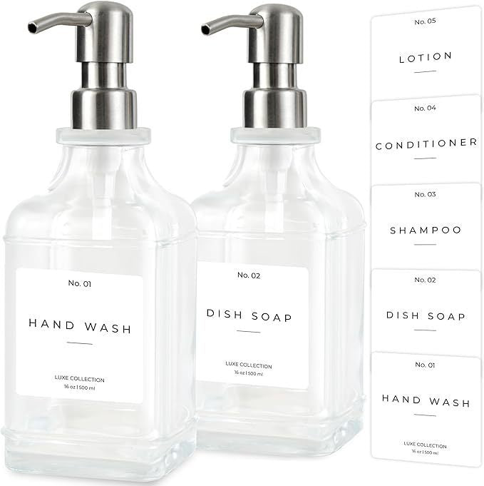 Refillable Luxury Pump Dispenser Set for Hand Wash and Dish Soap Bowlift