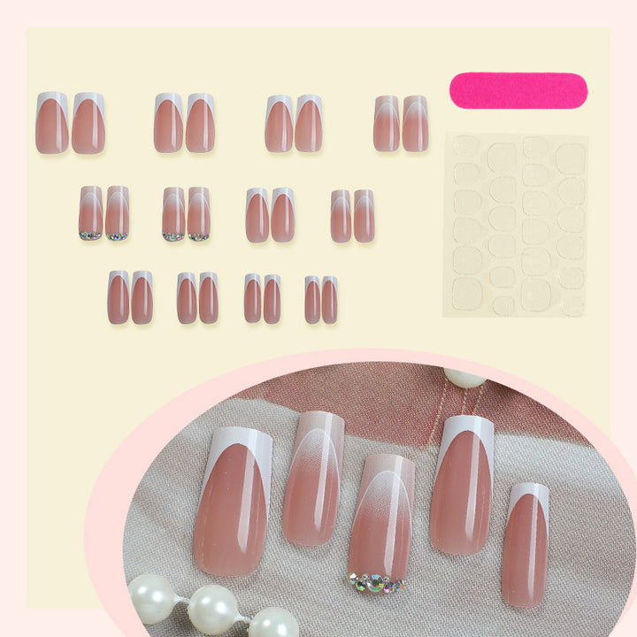 Premium Press-On Nail Set with Ombre and Gem Accents Bowlift
