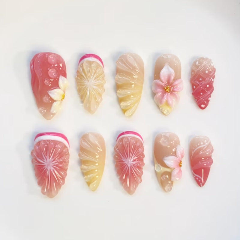 Nature-Themed Artistic Press-On Nail Set Bowlift