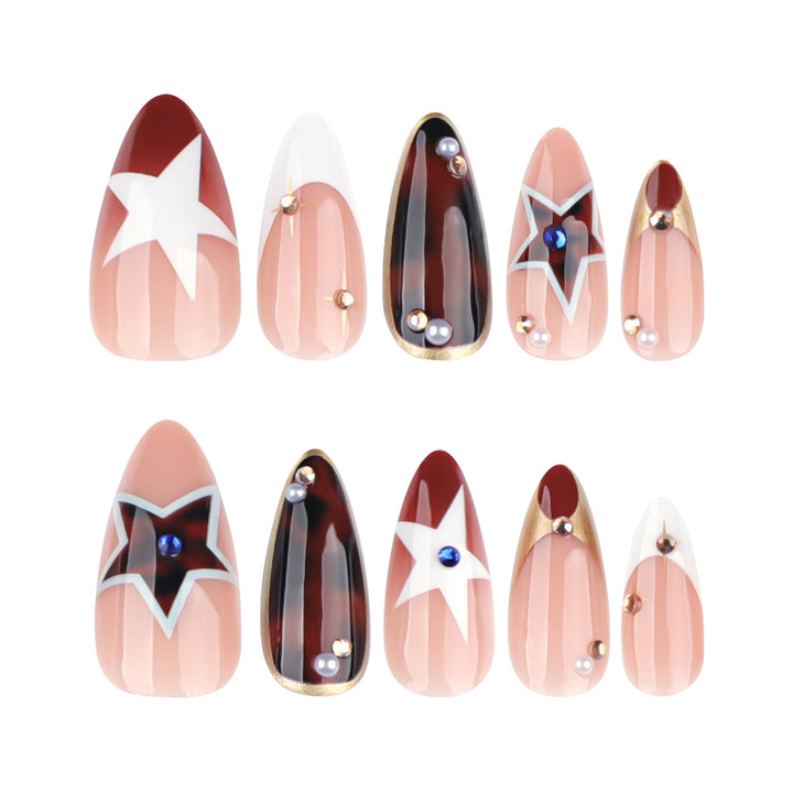 Artful Nail Extensions in Elegant Glamour Design Bowlift