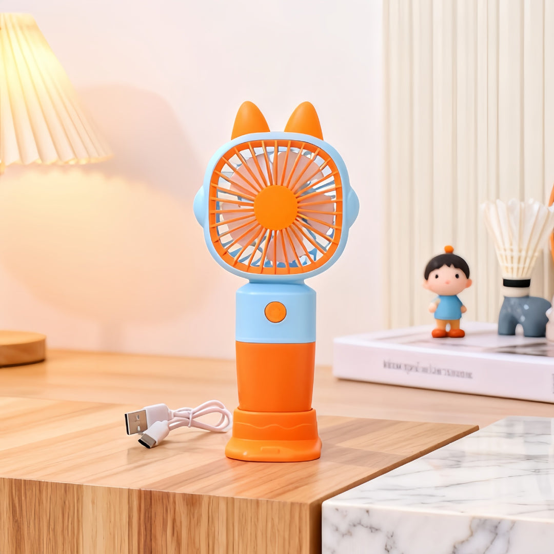 Ladies Portable Hand Fan with Cute Rabbit Design Bowlift