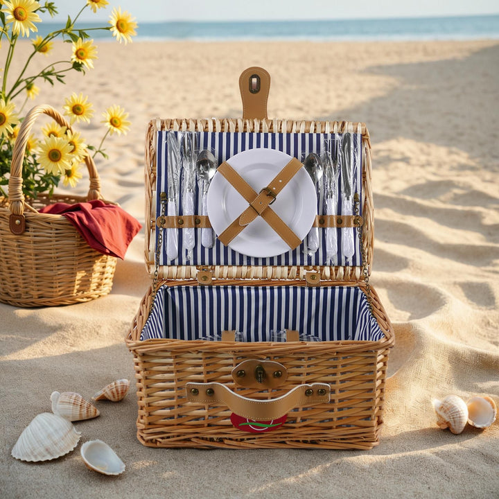 Ladies picnic basket with integrated crockery set and practical storage options Bowlift