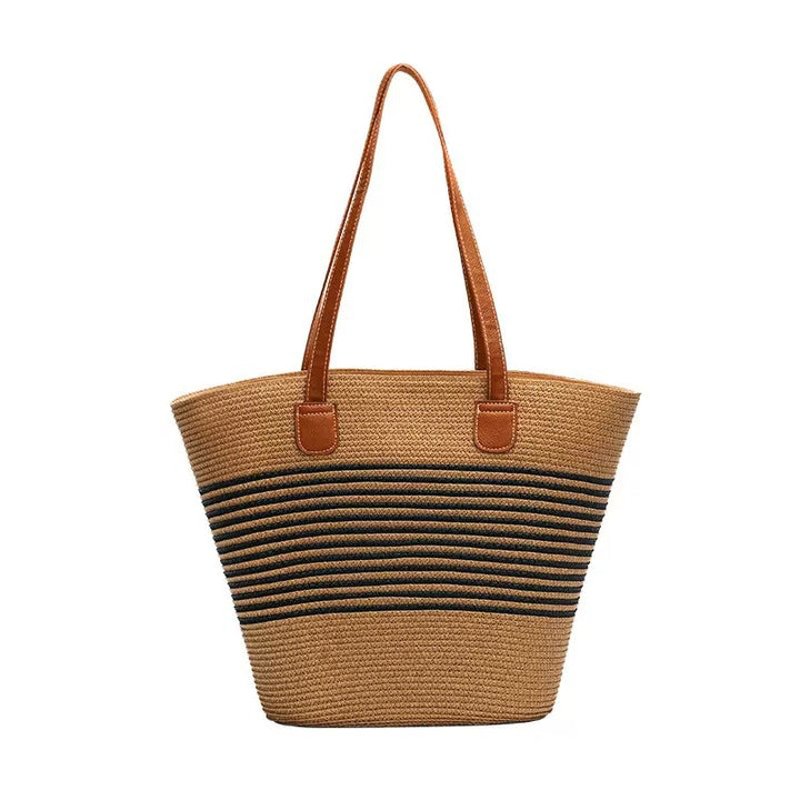 Straw shopping bag with structured accents Bowlift