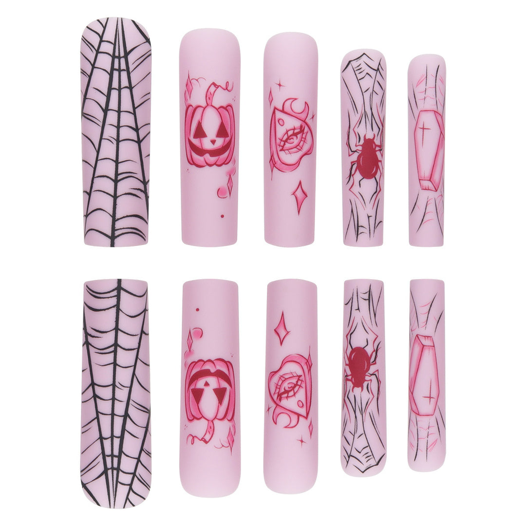 Artistic Press-On Nails with Halloween Theme Bowlift