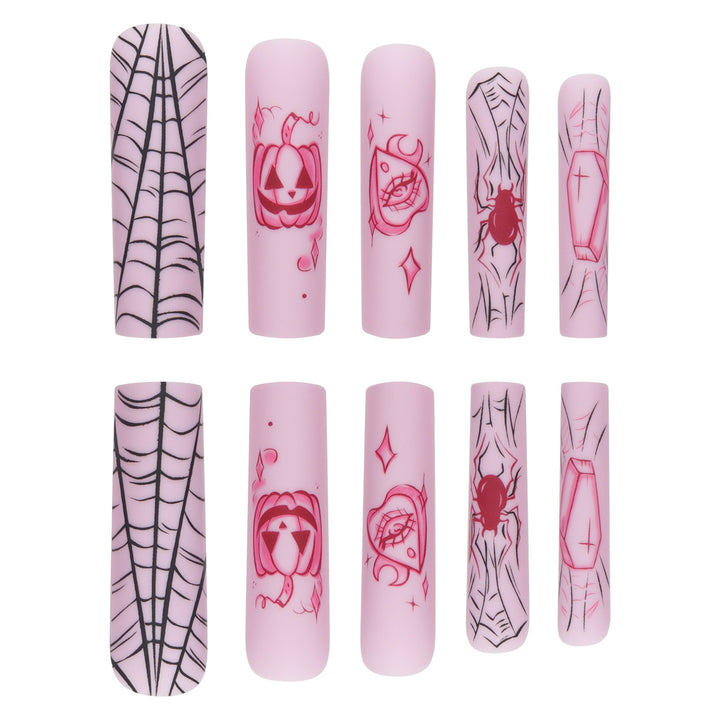 Artistic Press-On Nails with Halloween Theme Bowlift
