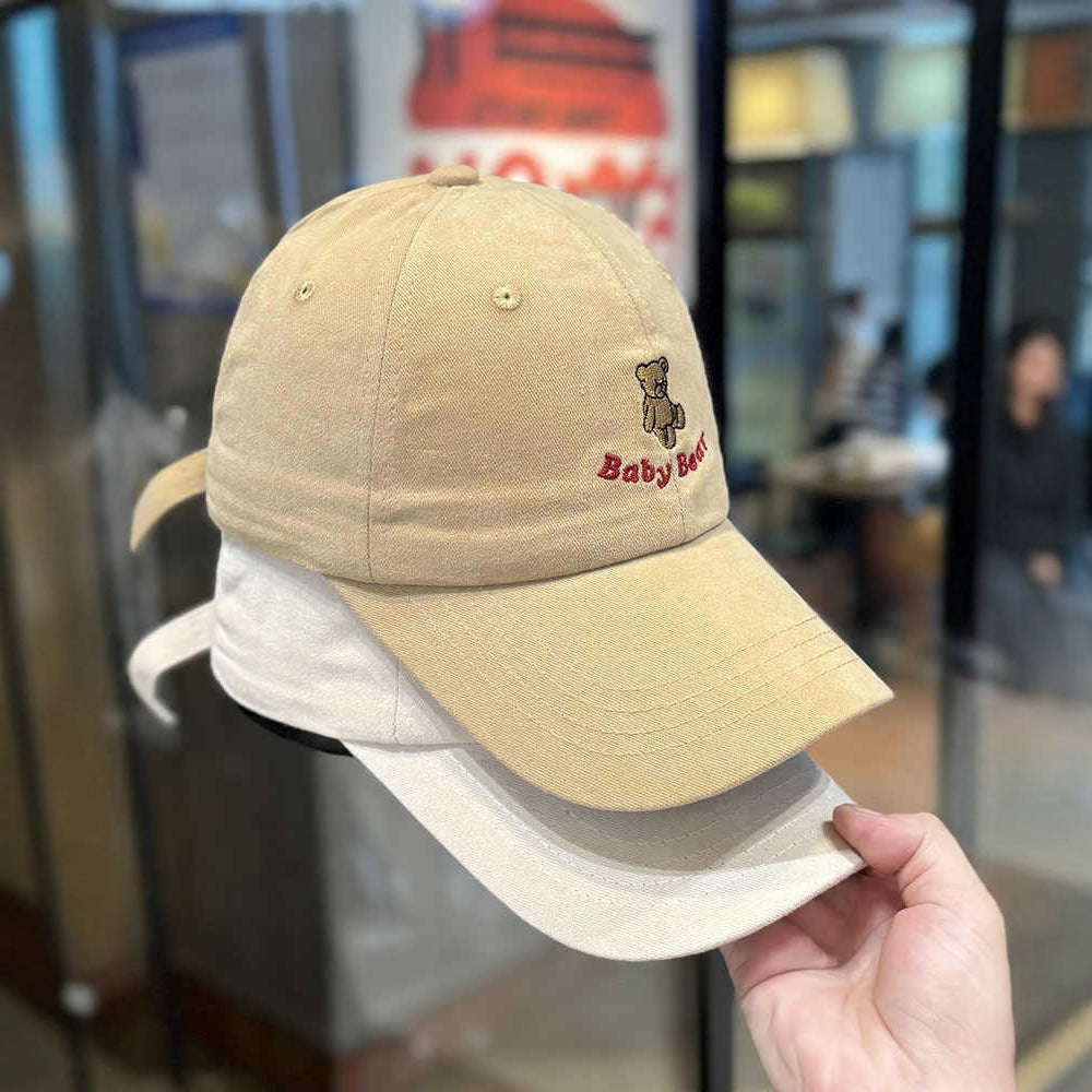 Women's Cute Embroidered Bear Cap Bowlift