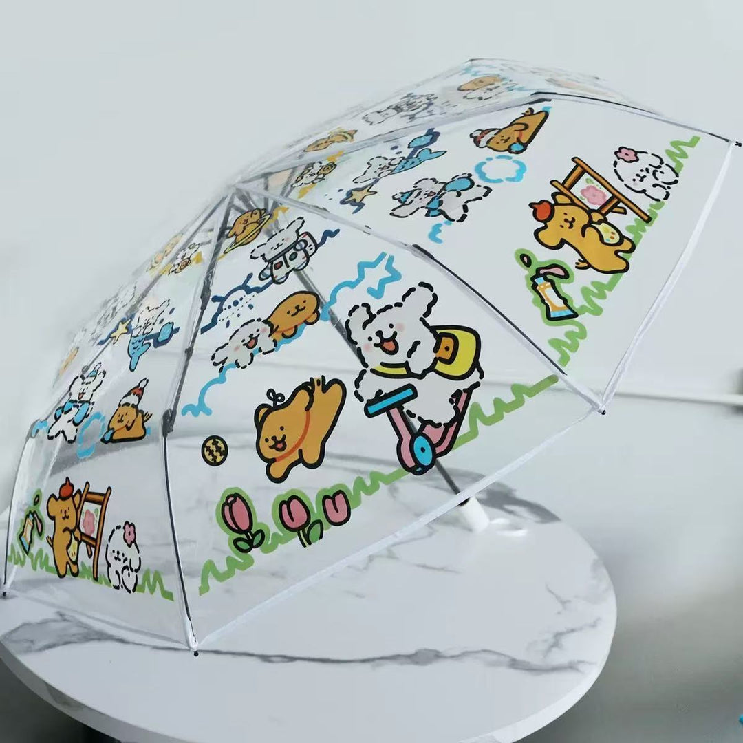 Women's Transparent Umbrella with Animal Patterns Bowlift