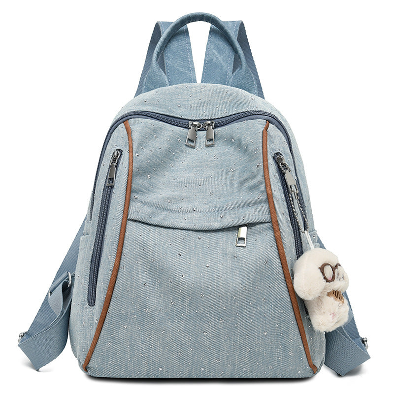 Casual Denim-Style Backpack Bowlift