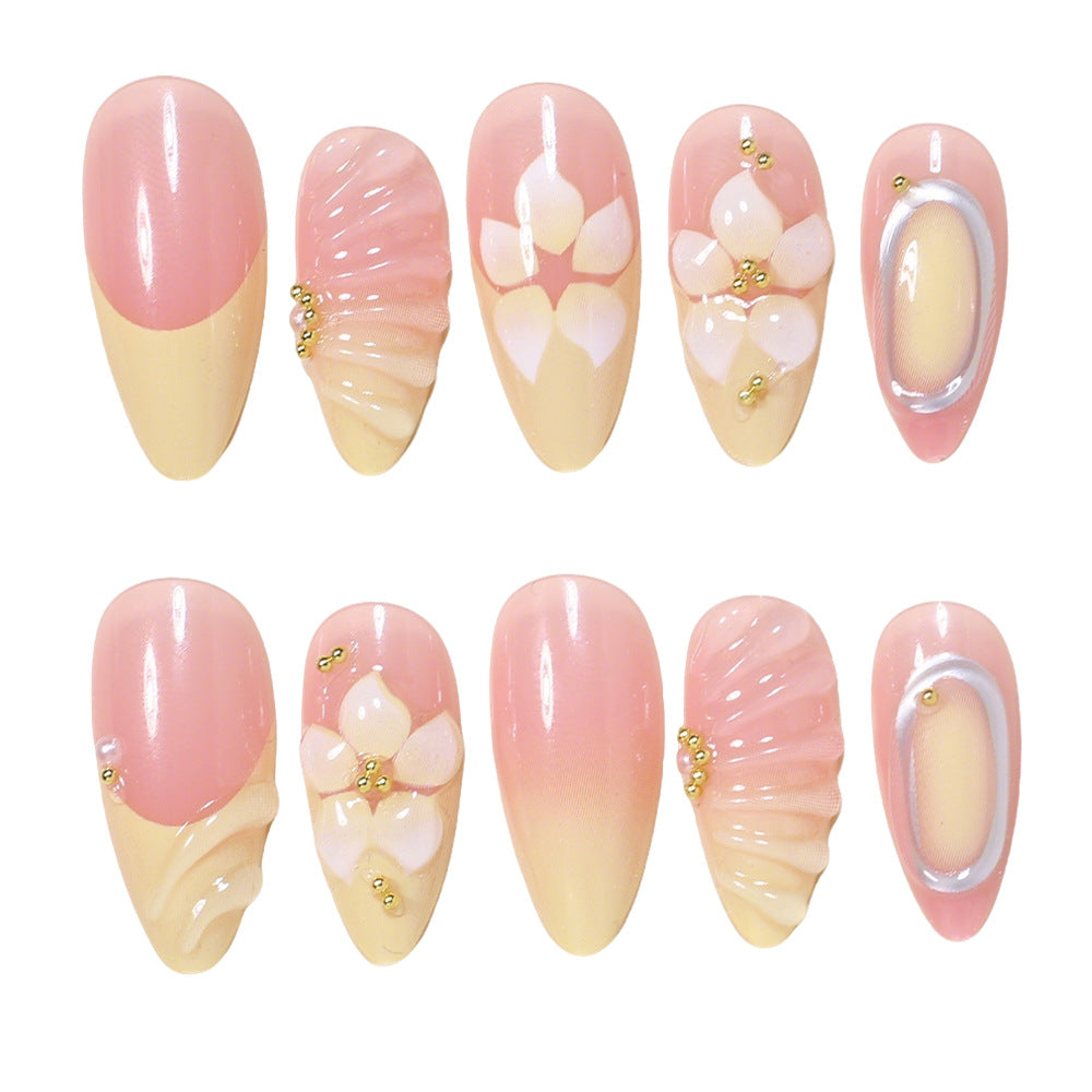3D Floral Design Press-On Nail Set Bowlift