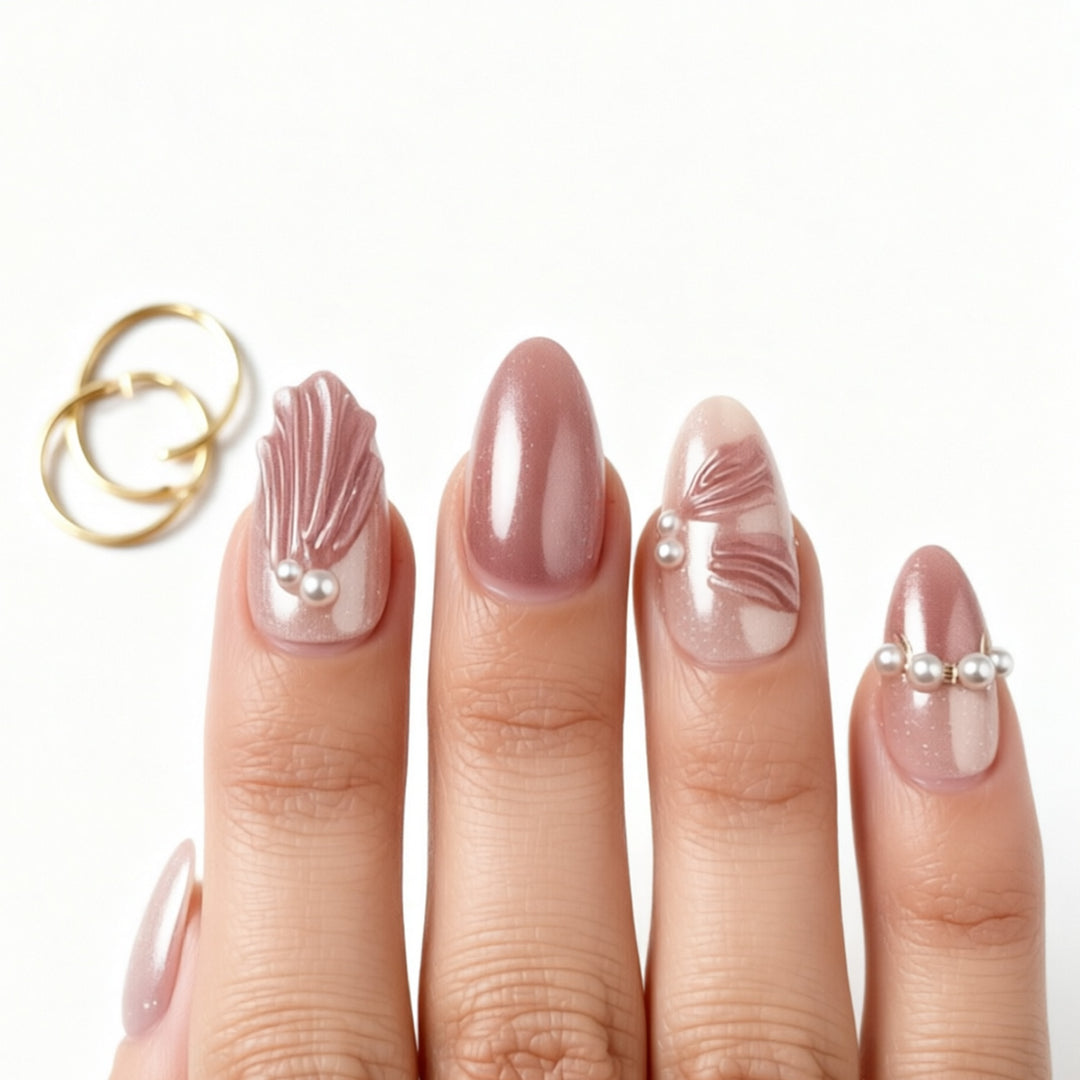 Elegant Detailed Press-On Nail Set with Stylish Accents Bowlift