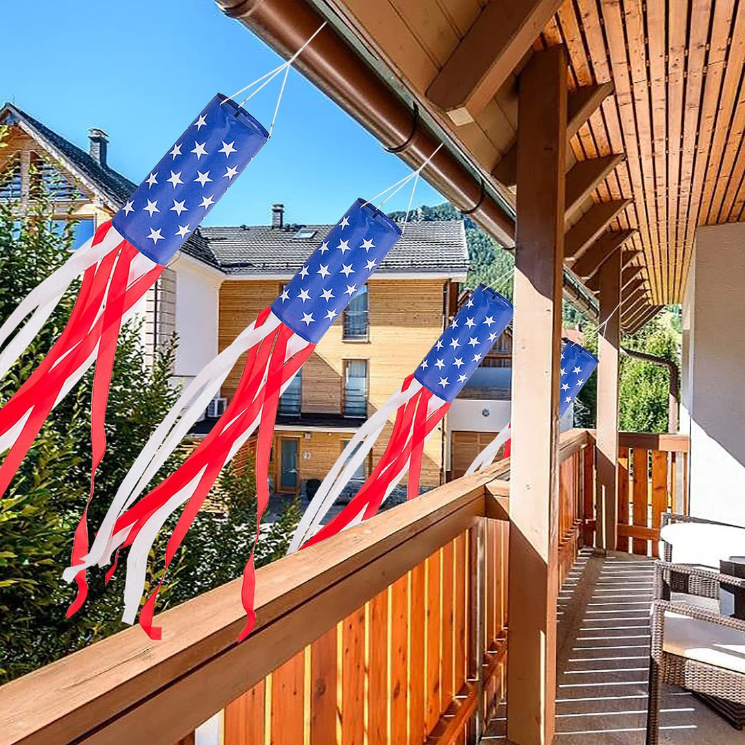 Unisex nan patriotic outdoor American flag windsock and streamer patio decor set Bowlift