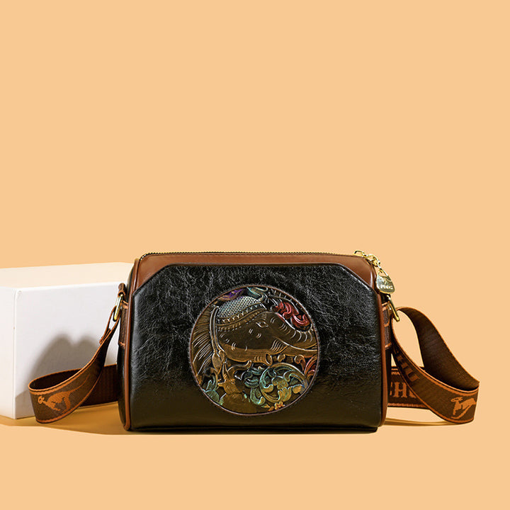Vintage-Inspired Leather Crossbody Bag Bowlift