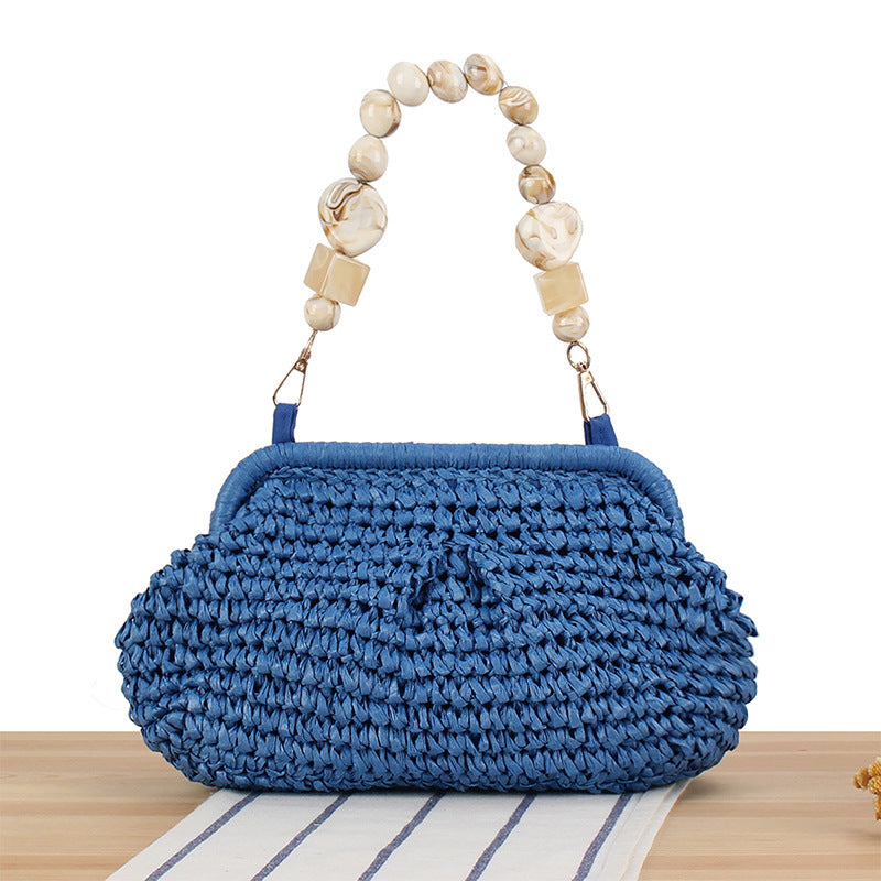 Basket bag with elegant wooden bead embellishments Bowlift