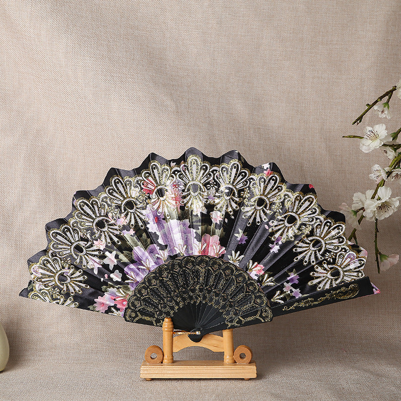 Ladies Elegant Hand Fan with Intricate Floral Patterns Bowlift