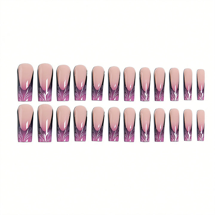 Artificial nail set with elegant 3D leaf design Bowlift