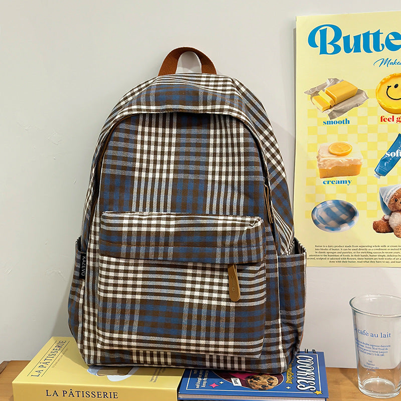 Plaid Patterned Backpack Bowlift