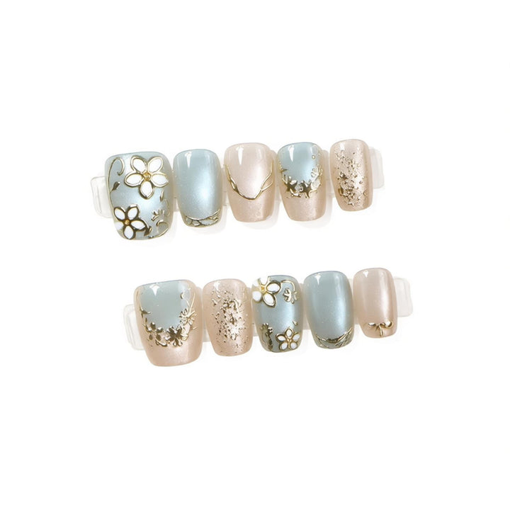 Elegant Floral Press-On Nail Art Set Bowlift