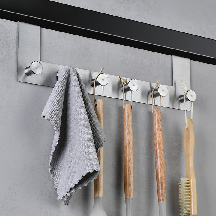 Wall-mounted stainless steel coat rack with five hooks Bowlift
