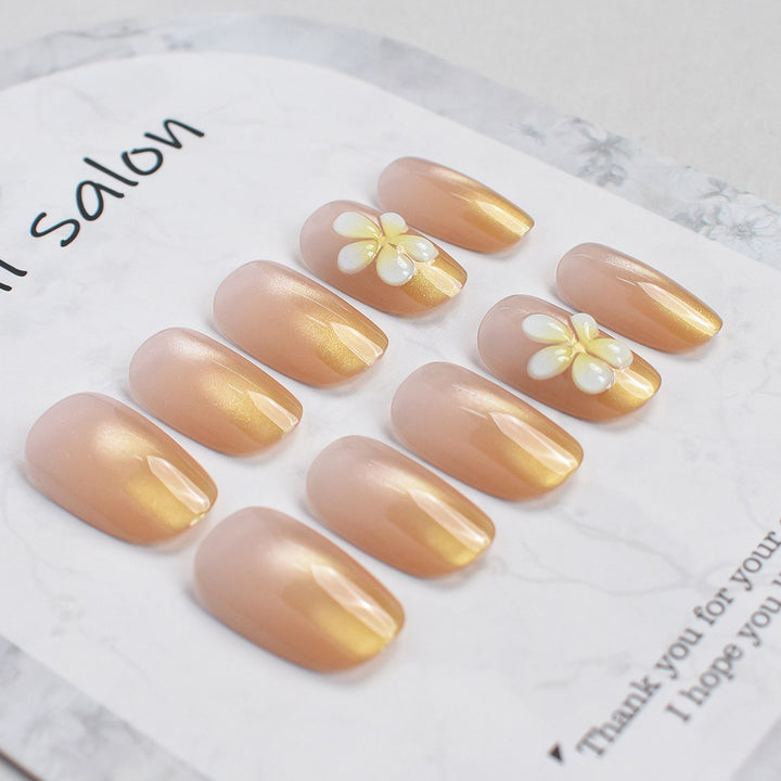 Elegant Floral Press-On Nail Set Bowlift