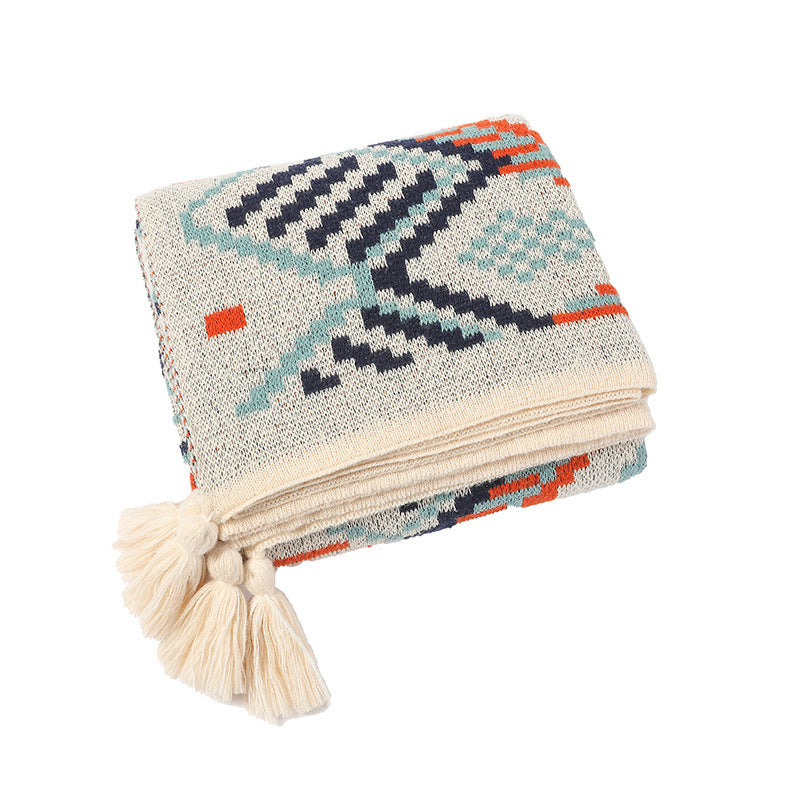 Women's Patterned Snuggle Blanket with Fringe and Geometric Design Bowlift