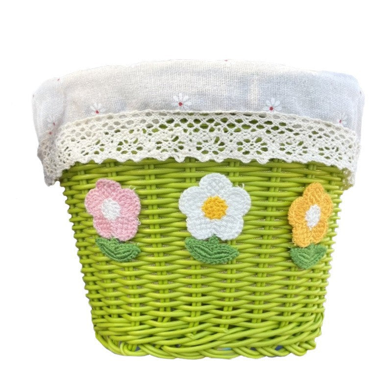 Floral Embroidered Woven Storage Basket Bowlift