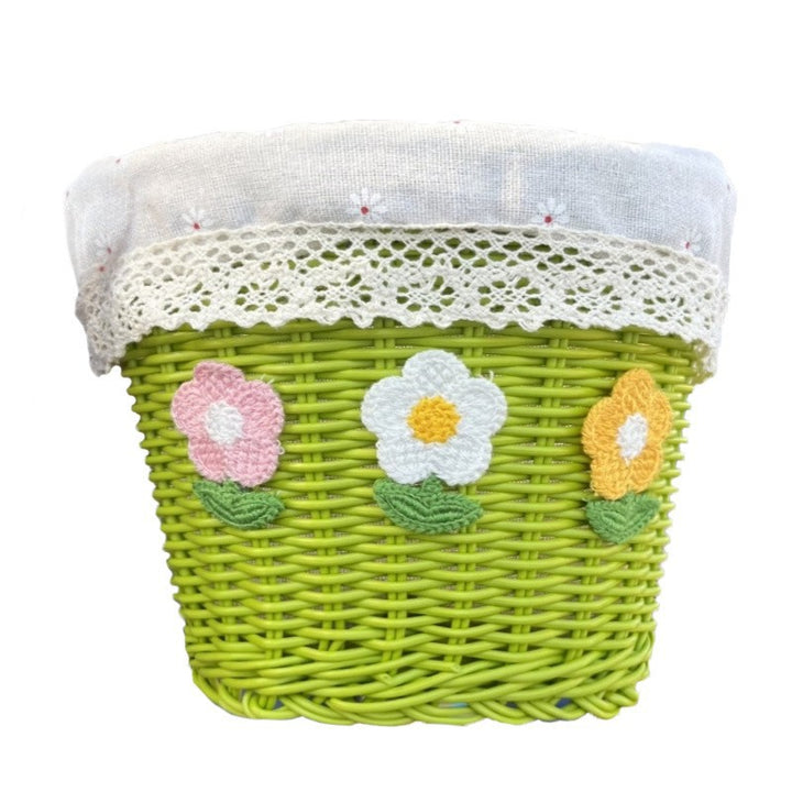 Floral Embroidered Woven Storage Basket Bowlift