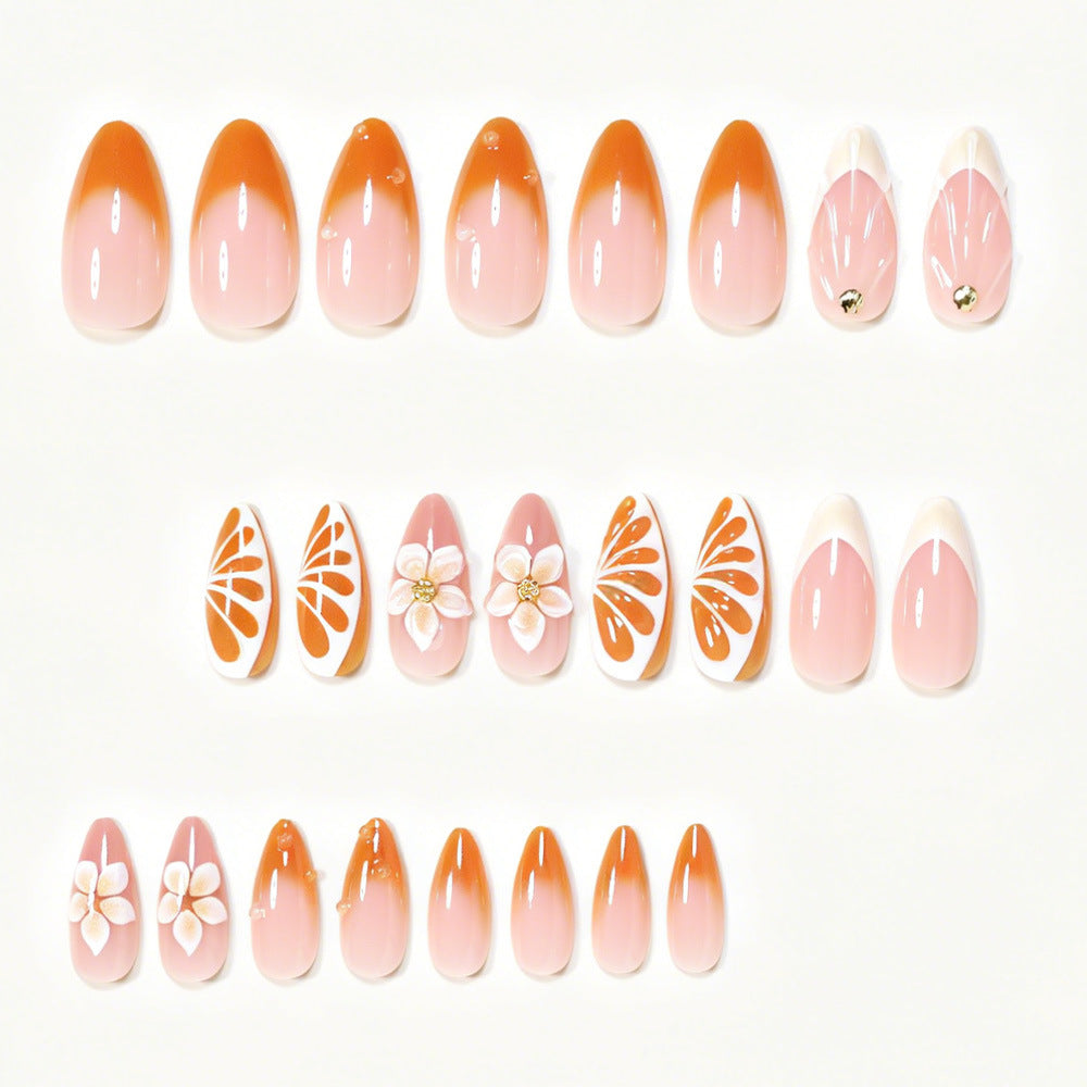 Artistic Floral Press-On Nail Tips Set Bowlift